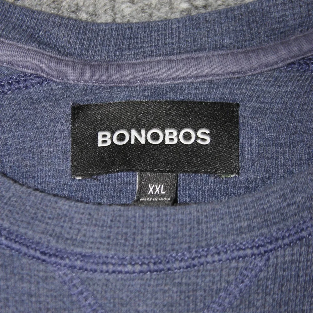 Bonobos Crewneck Sweatshirt Thermal Mens‎ XXL Blue Long Sleeve Pullover Cotton